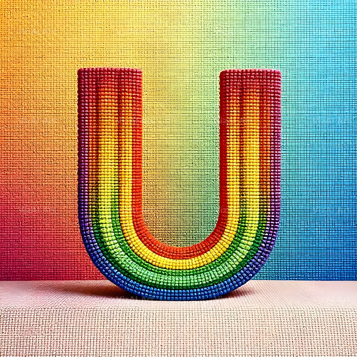 Rainbow Knit Textile alphabet letter U