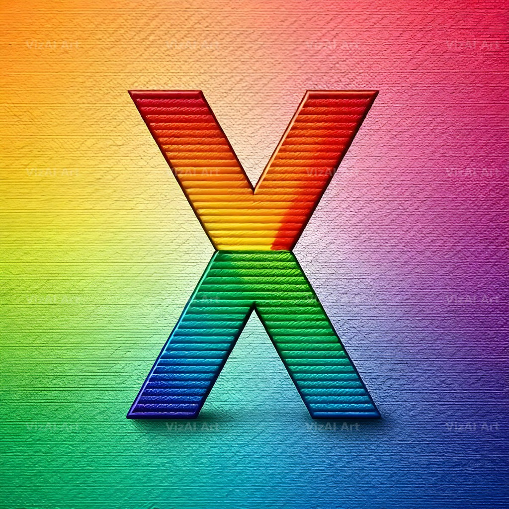 Rainbow Knit Textile alphabet letter X