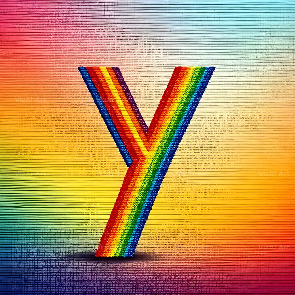 Rainbow Knit Textile alphabet letter Y