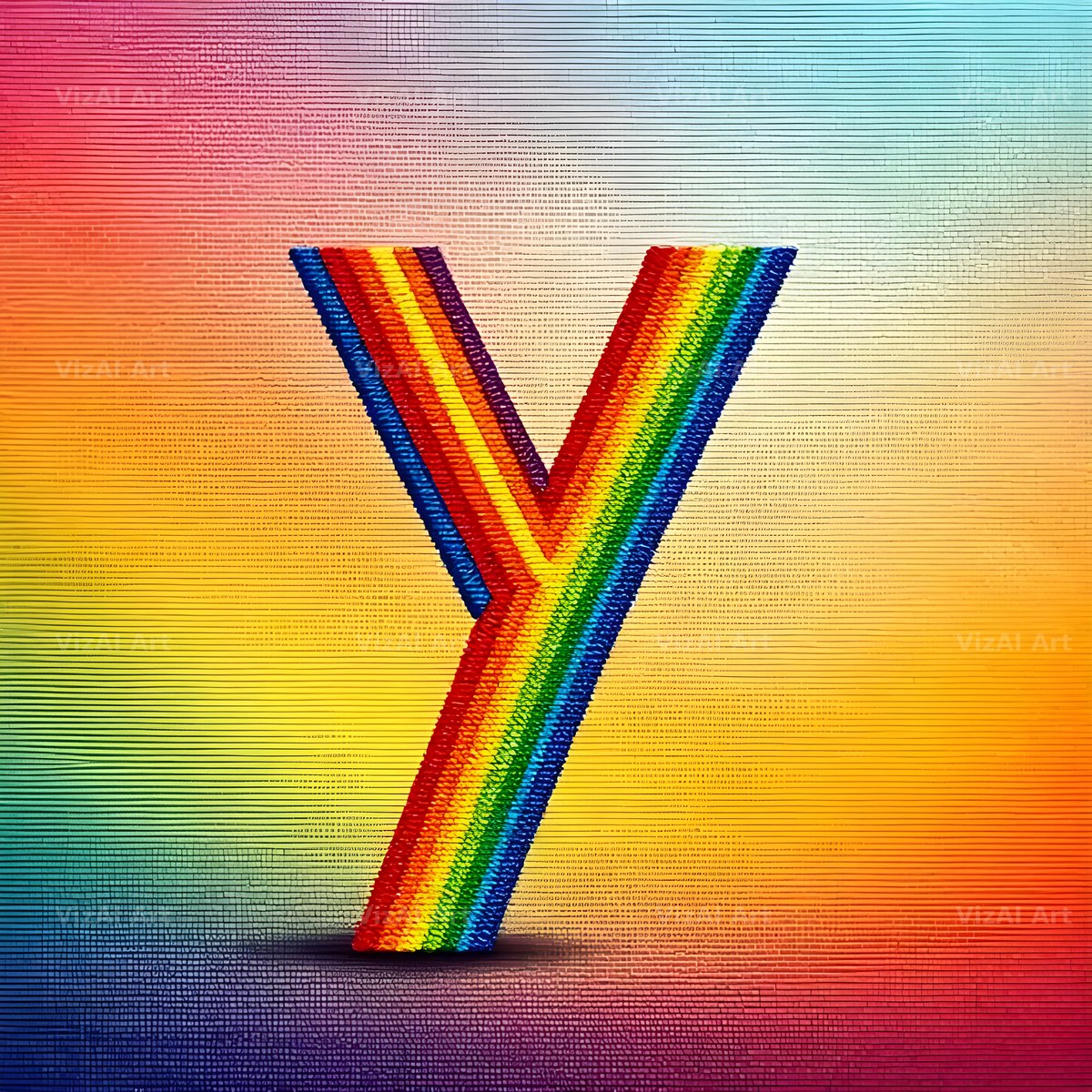 Rainbow Knit Textile alphabet letter Y