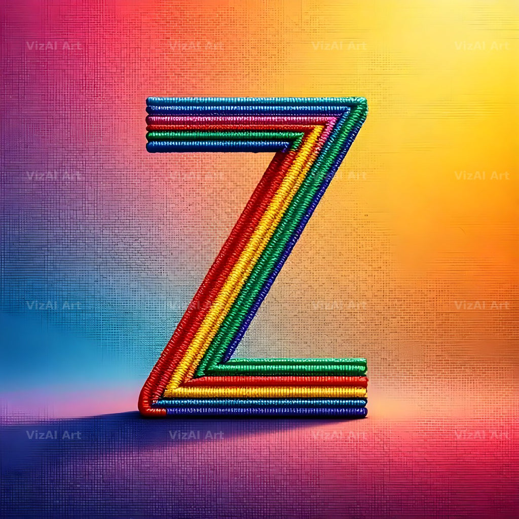 Rainbow Knit Textile alphabet letter Z