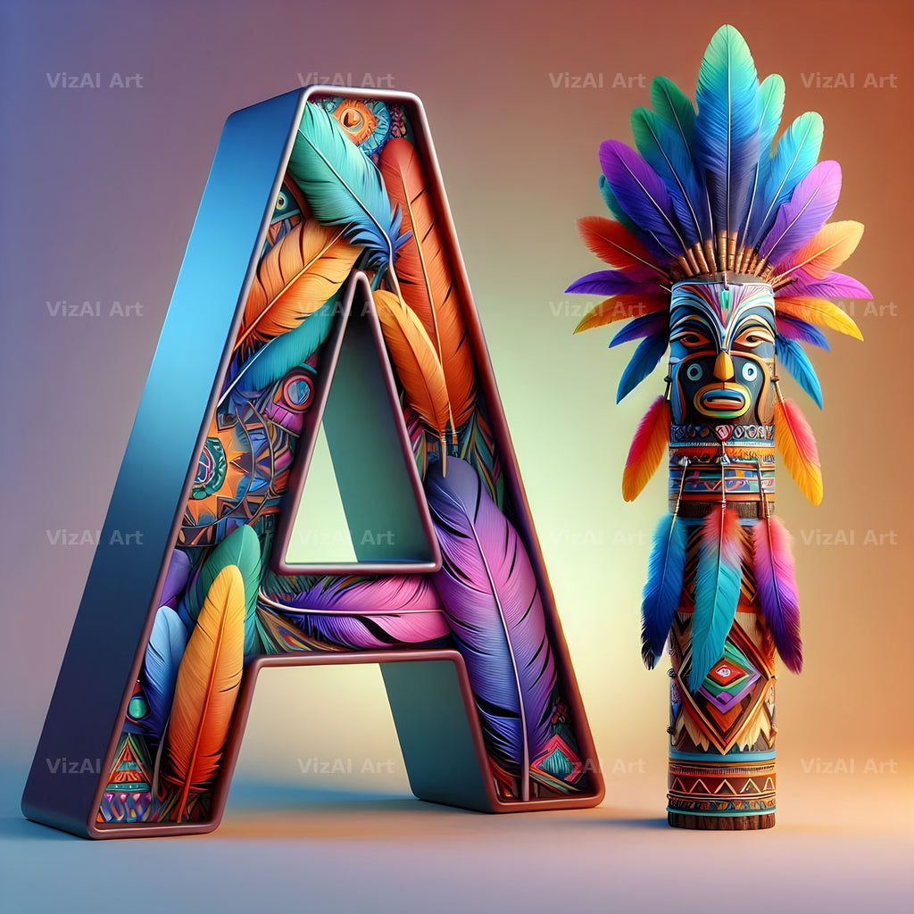 Carved Totem Pole alphabet letter A