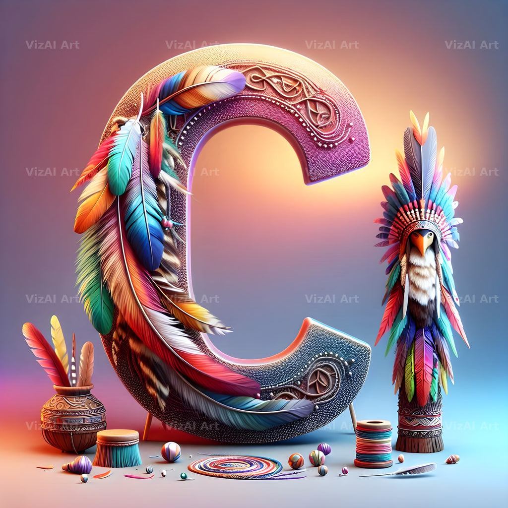 Carved Totem Pole alphabet letter C