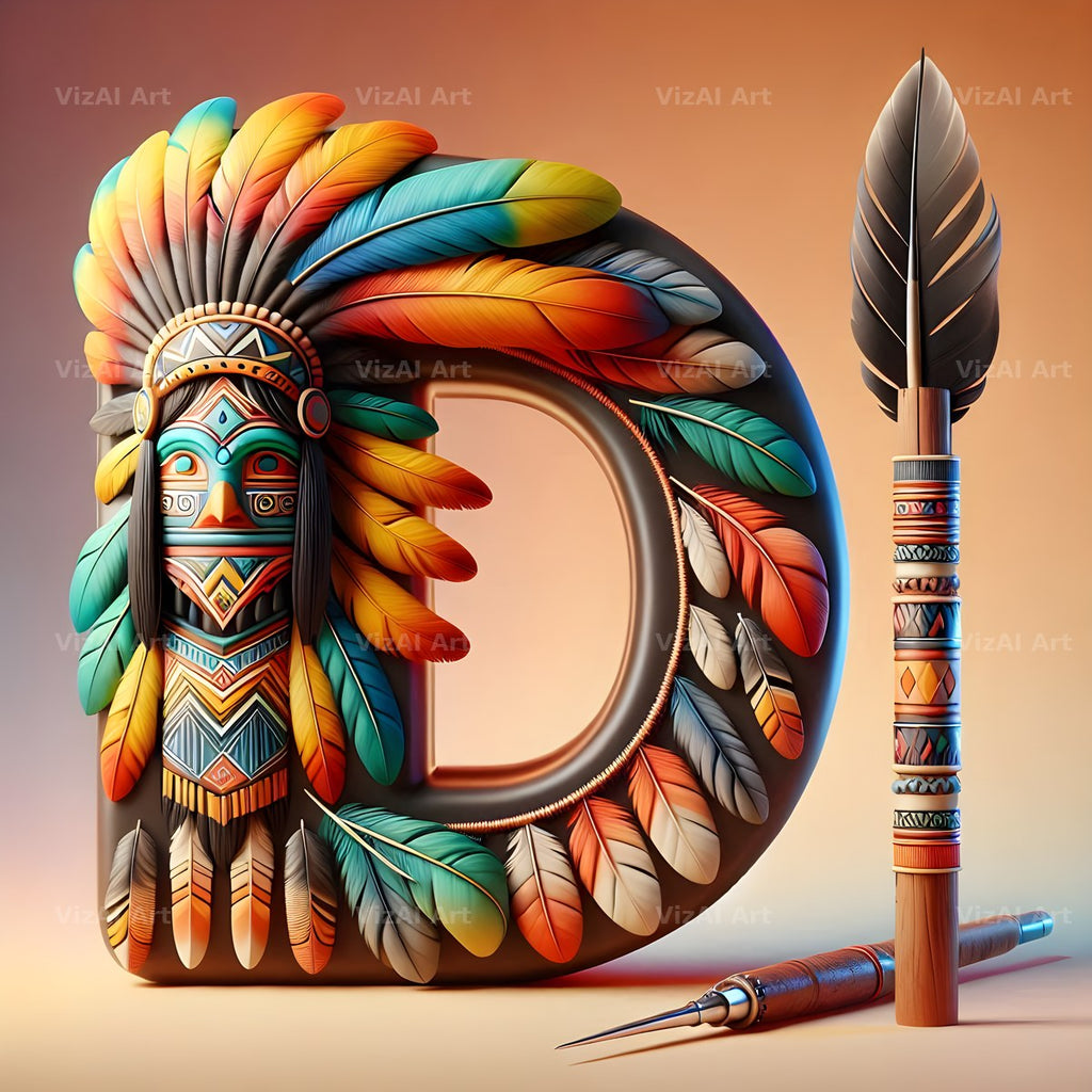 Carved Totem Pole alphabet letter D