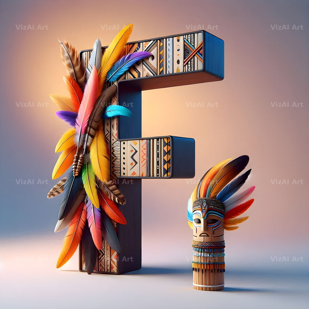 Carved Totem Pole alphabet letter F