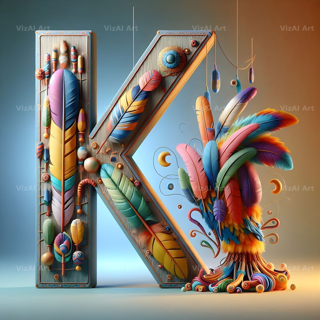 Carved Totem Pole alphabet letter K