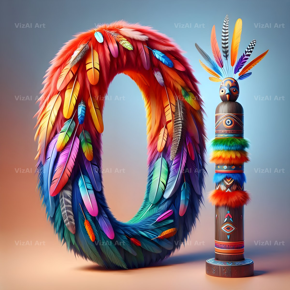 Carved Totem Pole alphabet letter O