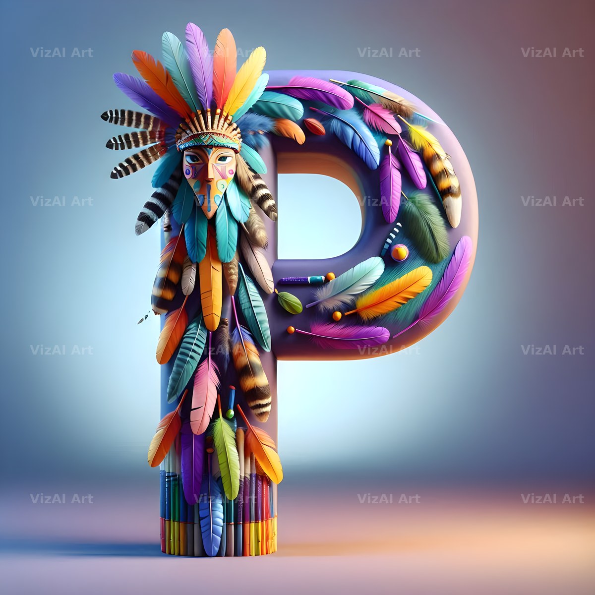 Carved Totem Pole alphabet letter P