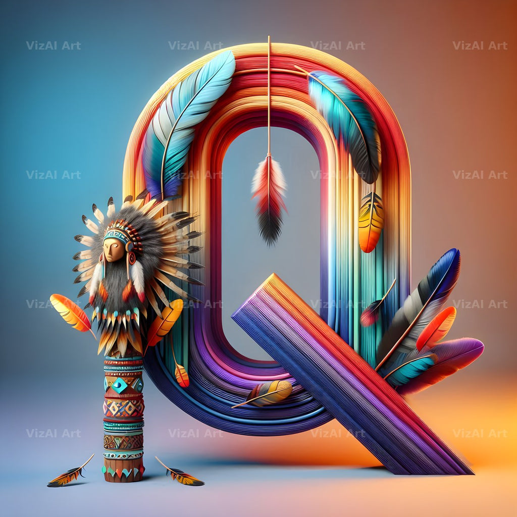 Carved Totem Pole alphabet letter Q