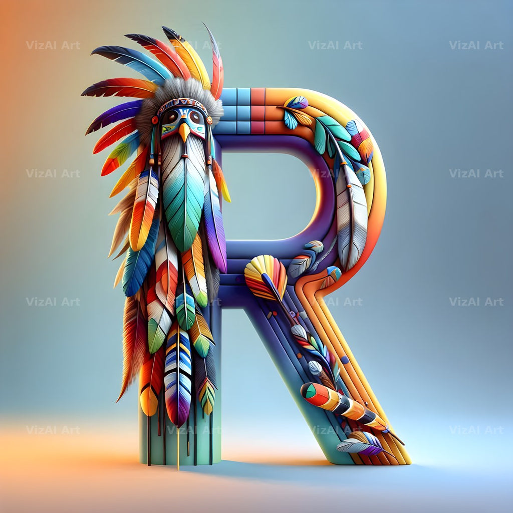 Carved Totem Pole alphabet letter R