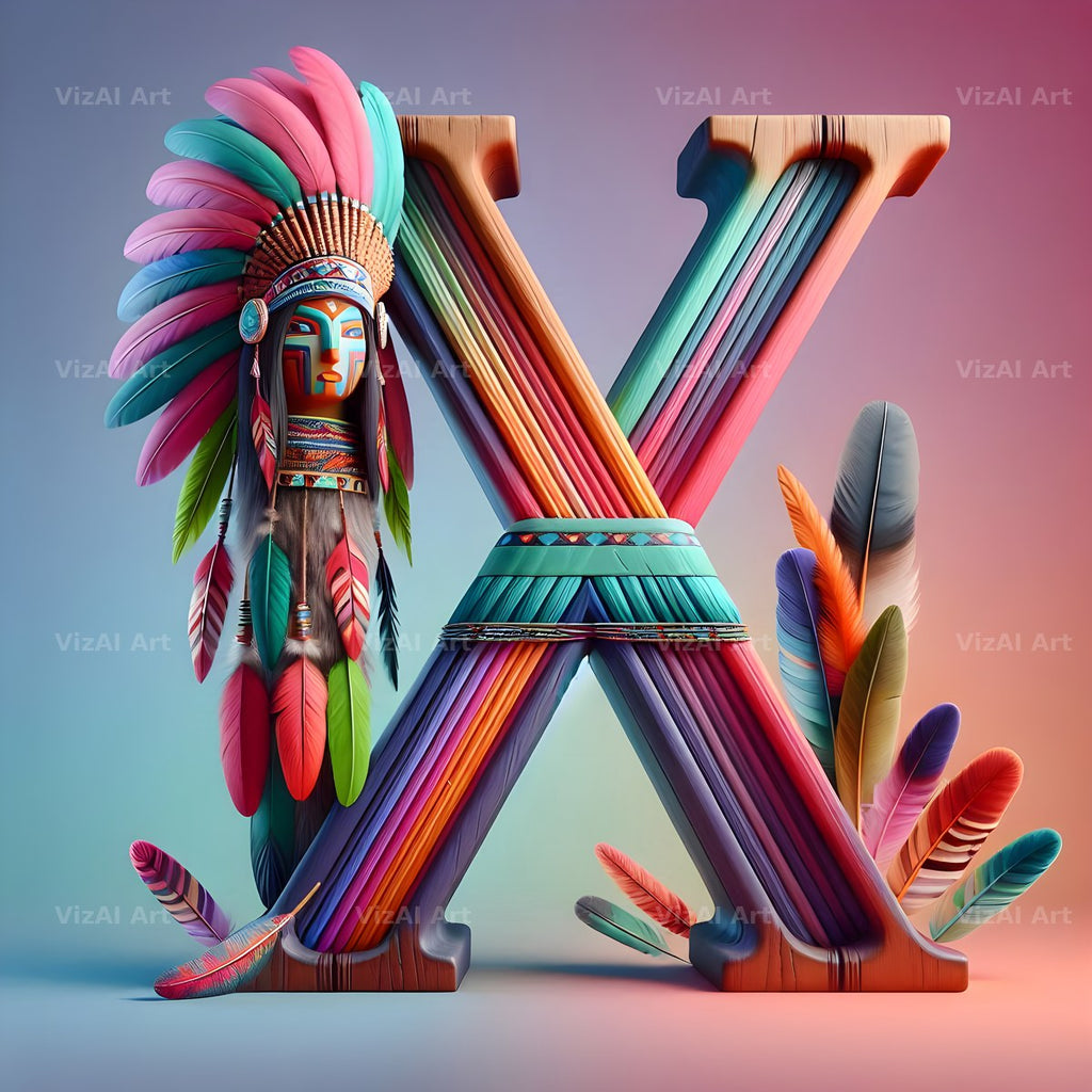 Carved Totem Pole alphabet letter X
