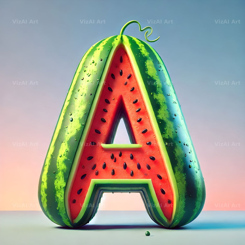 Watermelon Rind Green alphabet letter A