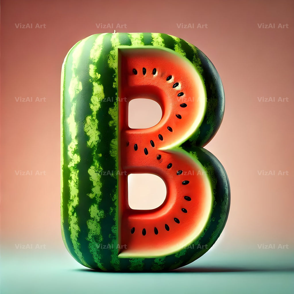 Watermelon Rind Green alphabet letter B