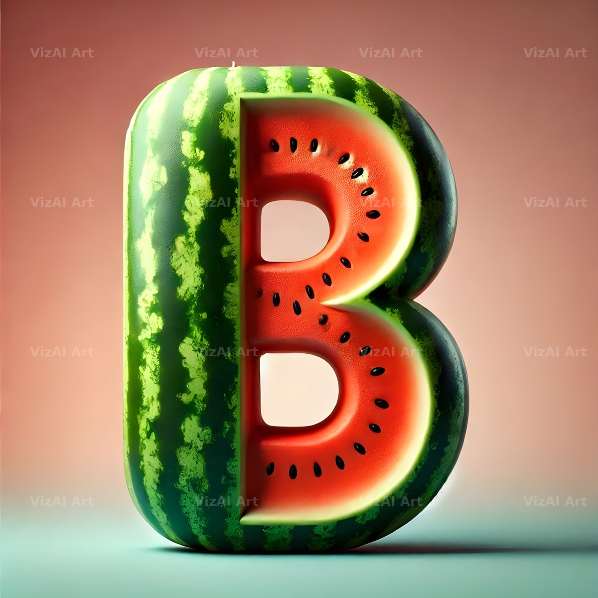 Watermelon Rind Green alphabet letter B