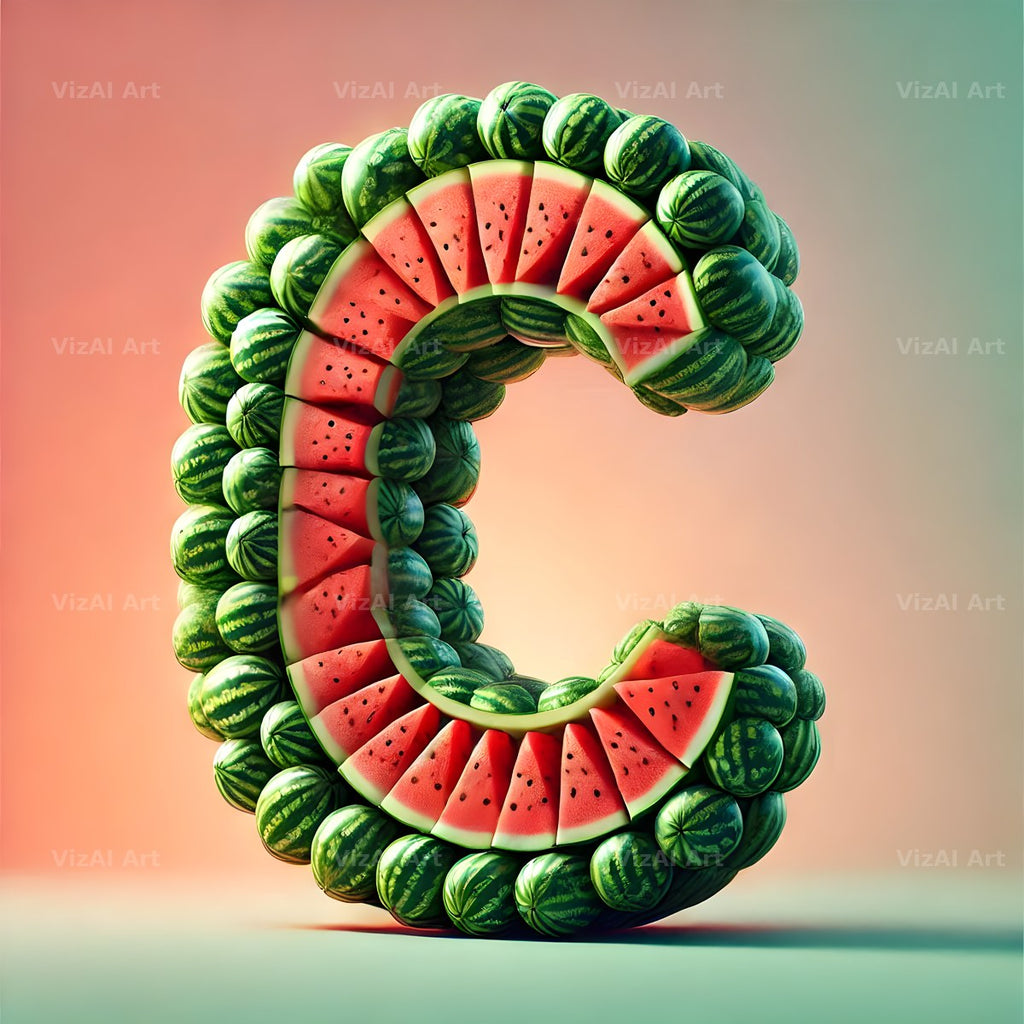 Watermelon Rind Green alphabet letter C