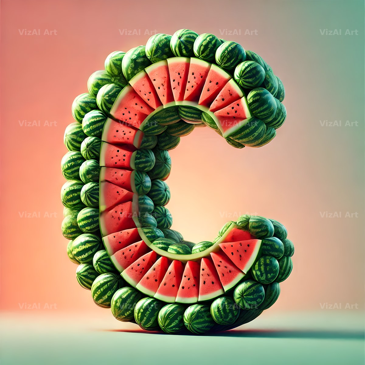 Watermelon Rind Green alphabet letter C