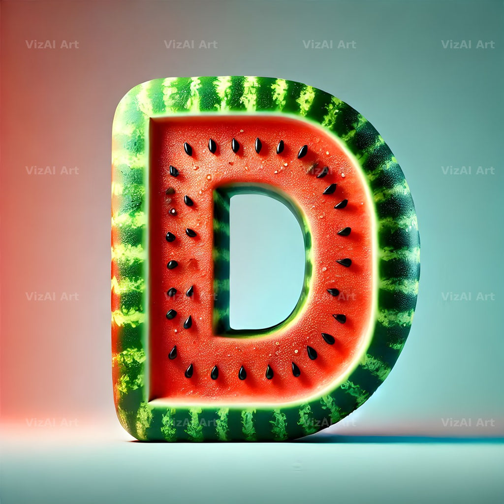 Watermelon Rind Green alphabet letter D