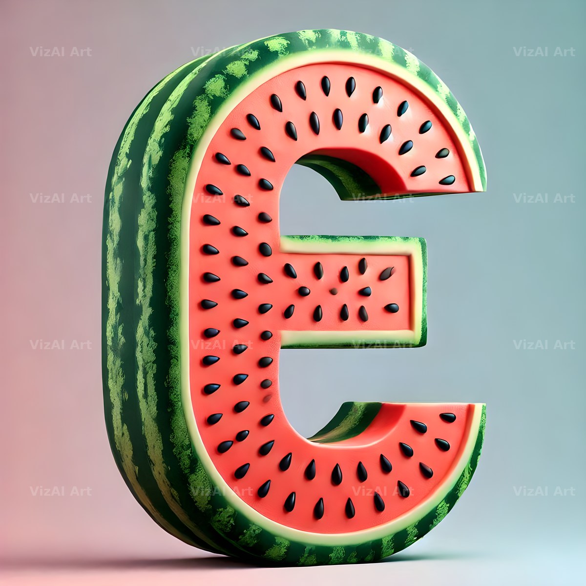 Watermelon Rind Green alphabet letter E