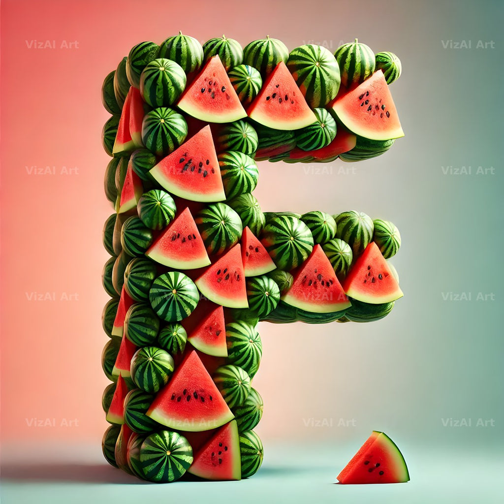 Watermelon Rind Green alphabet letter F