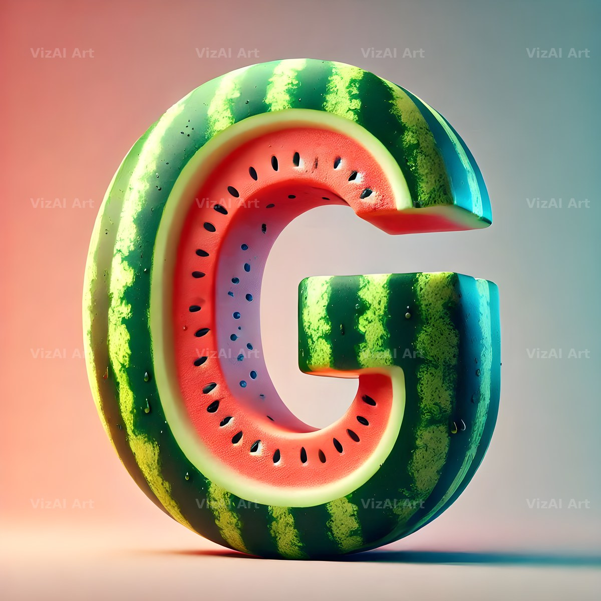 Watermelon Rind Green alphabet letter G