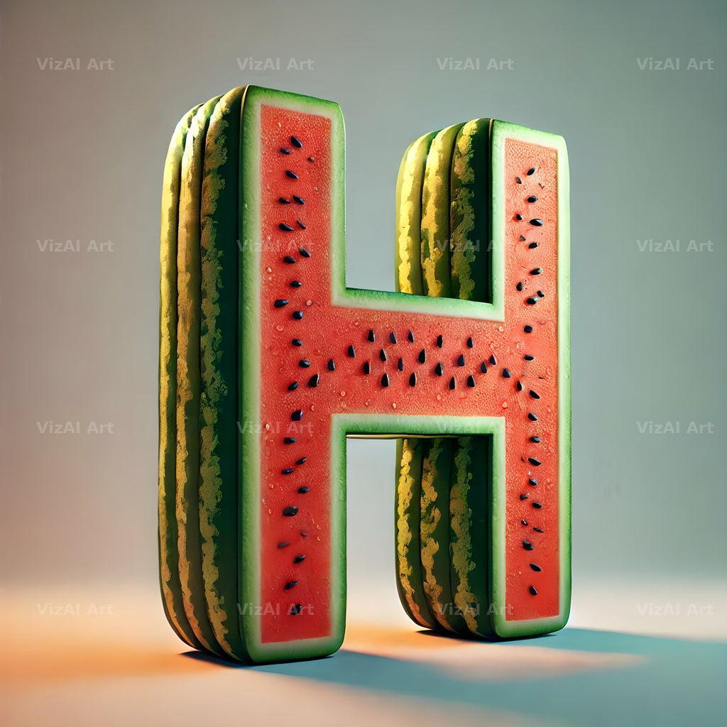 Watermelon Rind Green alphabet letter H