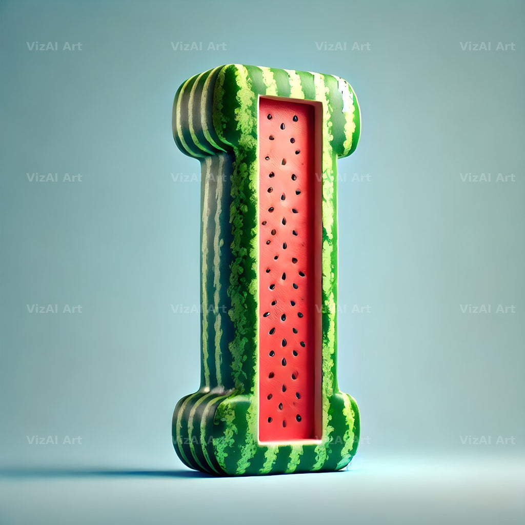 Watermelon Rind Green alphabet letter I