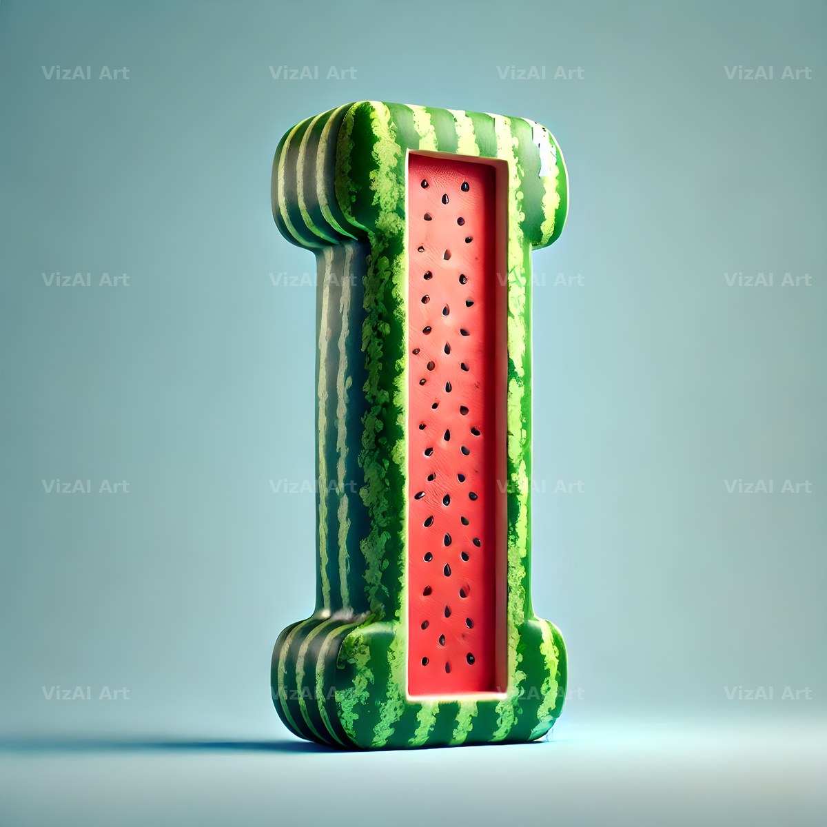 Watermelon Rind Green alphabet letter I