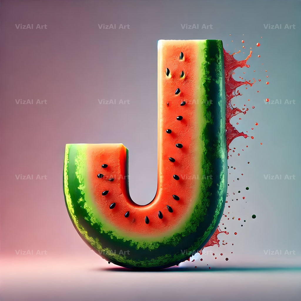 Watermelon Rind Green alphabet letter J