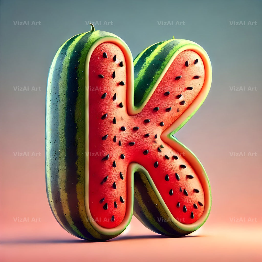 Watermelon Rind Green alphabet letter K