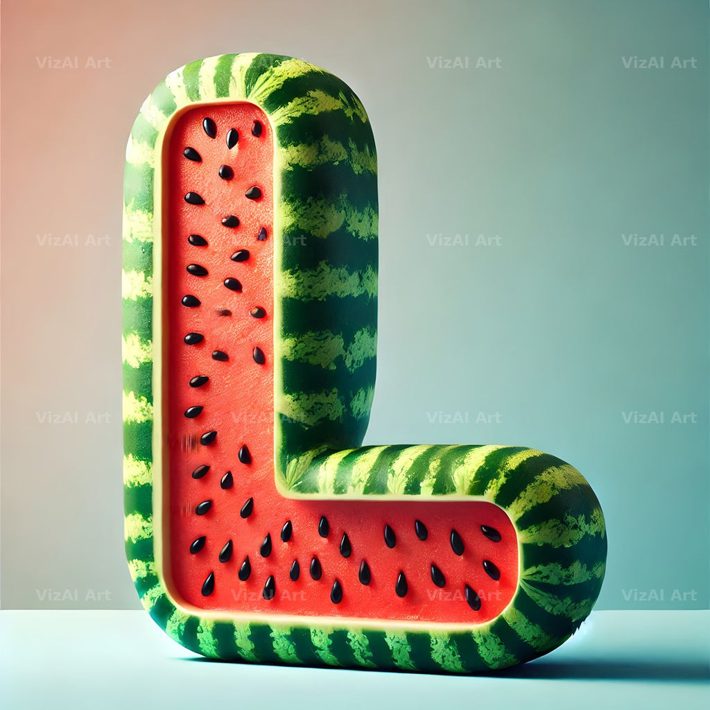 Watermelon Rind Green alphabet letter L