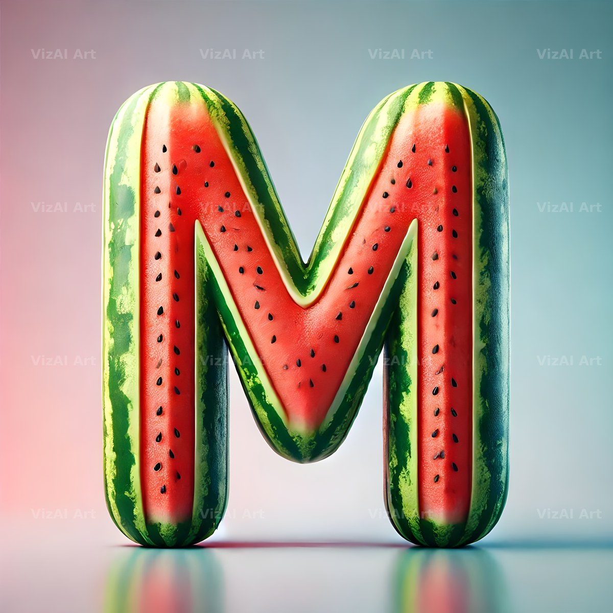 Watermelon Rind Green alphabet letter M