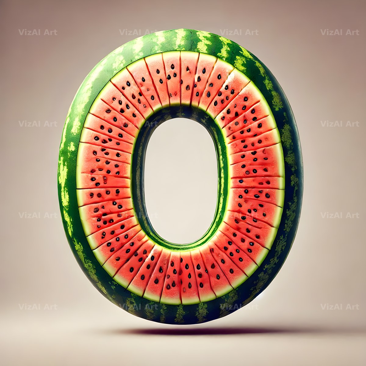Watermelon Rind Green alphabet letter O