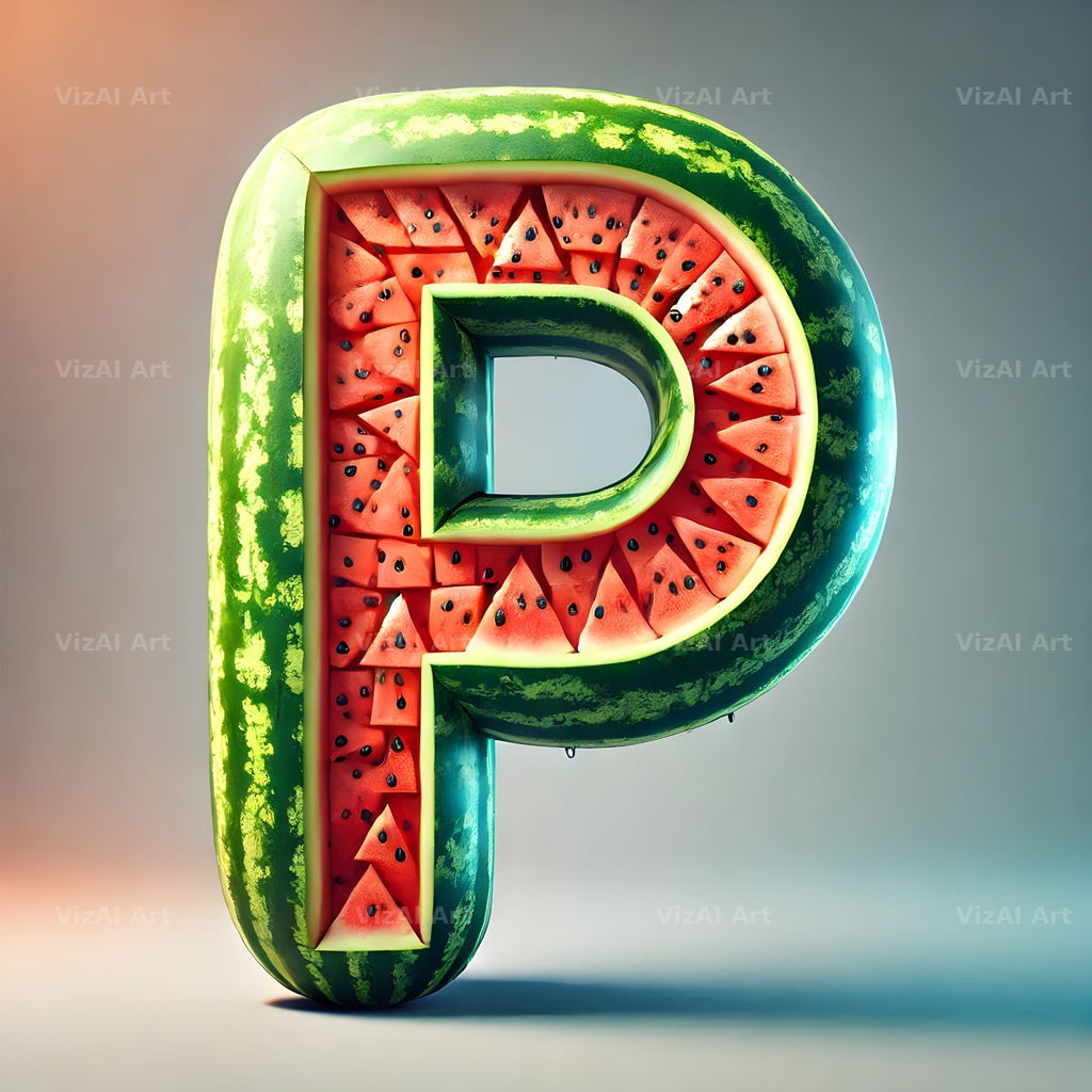 Watermelon Rind Green alphabet letter P