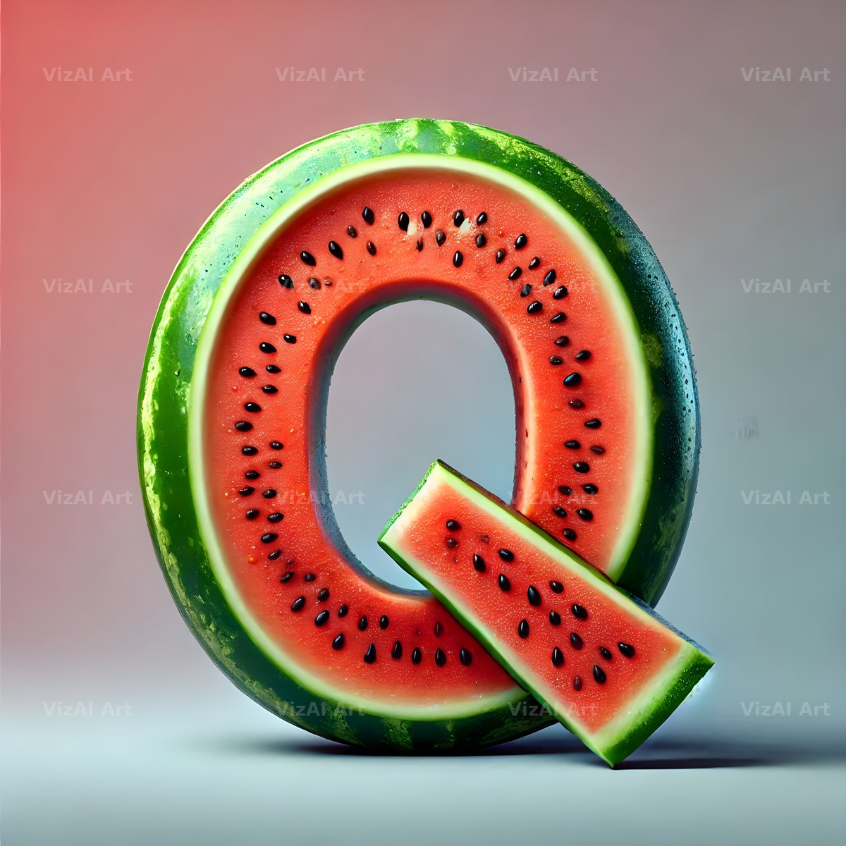 Watermelon Rind Green alphabet letter Q