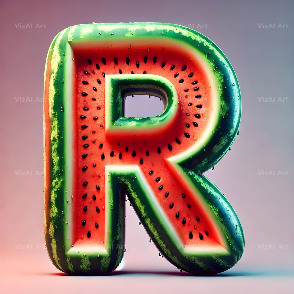 Watermelon Rind Green alphabet letter R