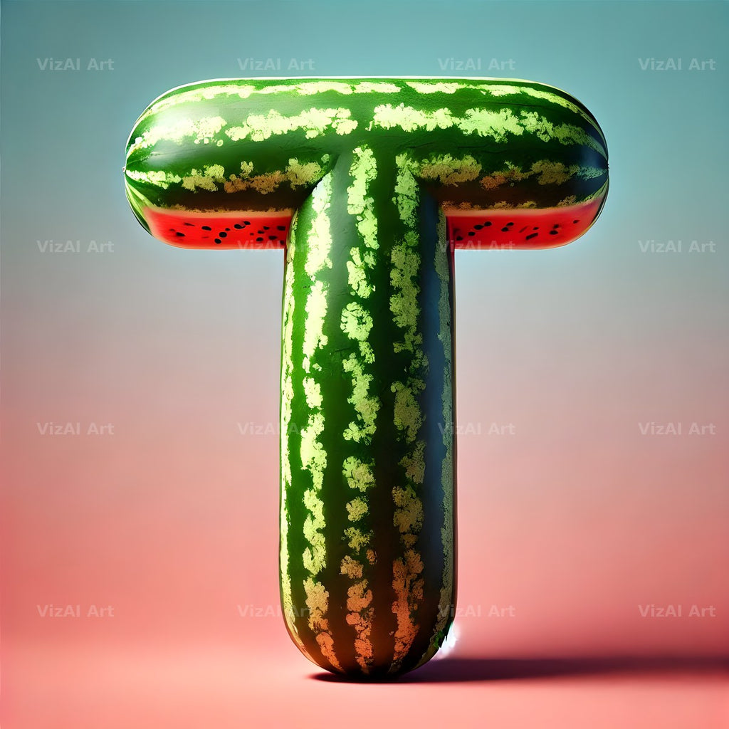 Watermelon Rind Green alphabet letter T
