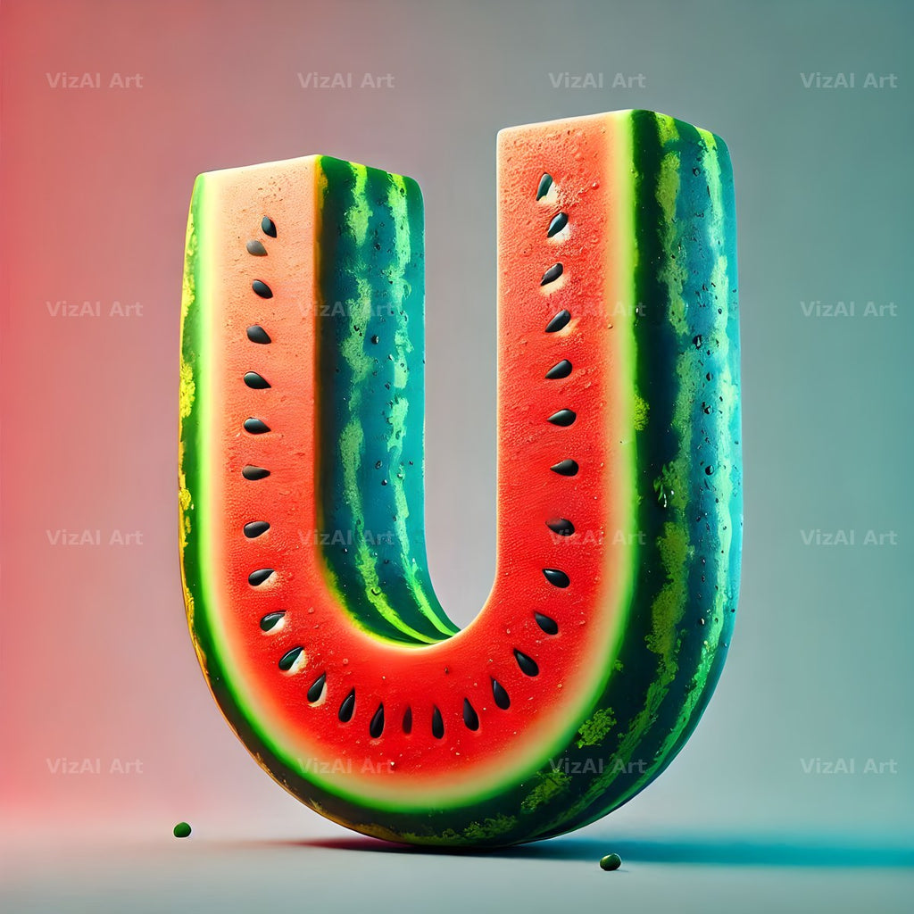 Watermelon Rind Green alphabet letter U