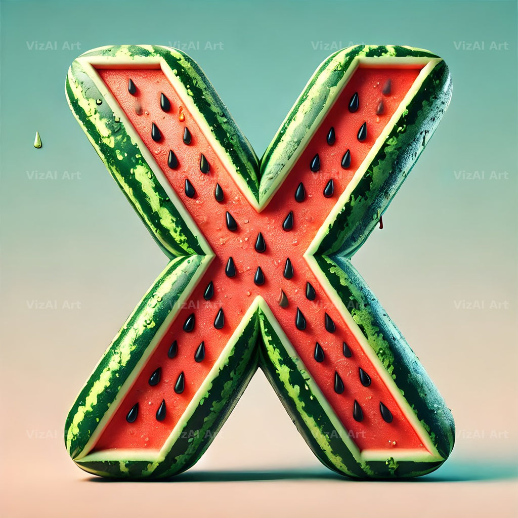 Watermelon Rind Green alphabet letter X