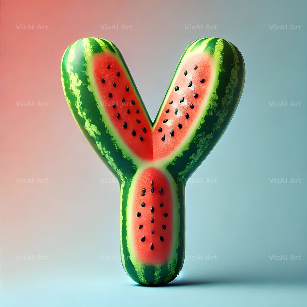 Watermelon Rind Green alphabet letter Y