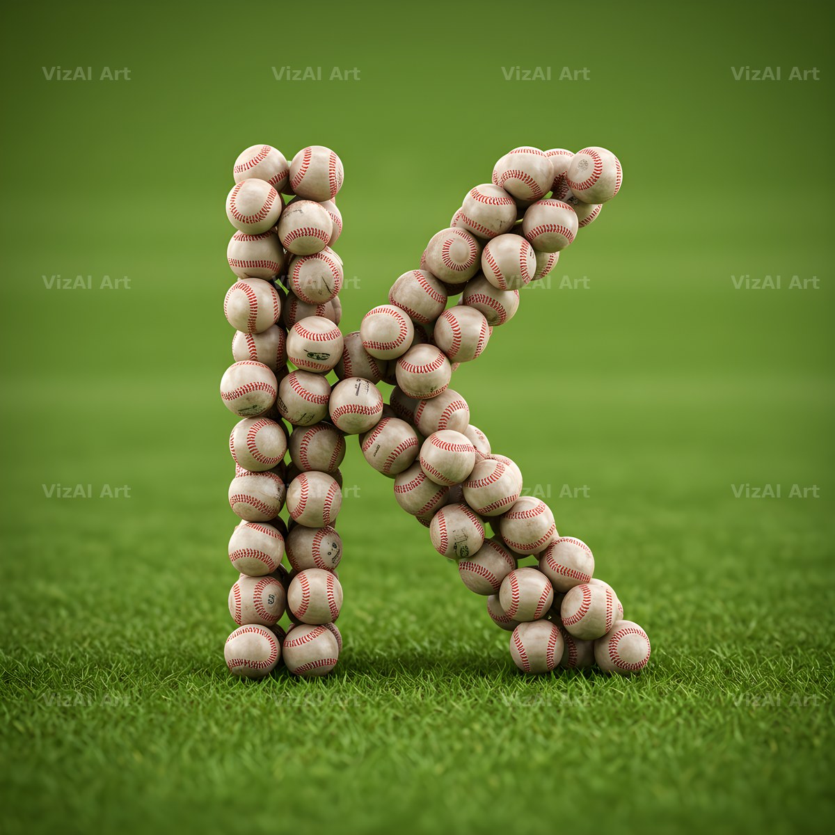 Baseball Pitch Stitch alphabet letter K