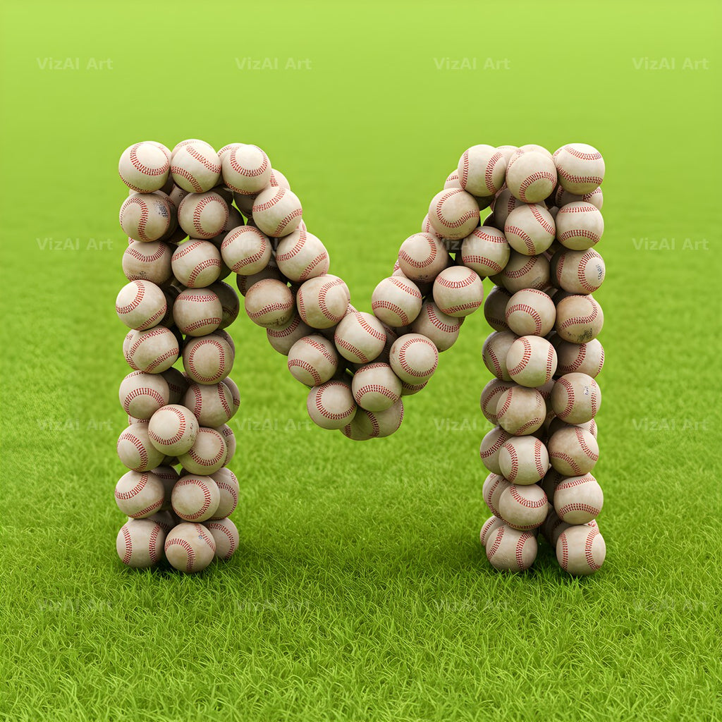 Baseball Pitch Stitch alphabet letter M