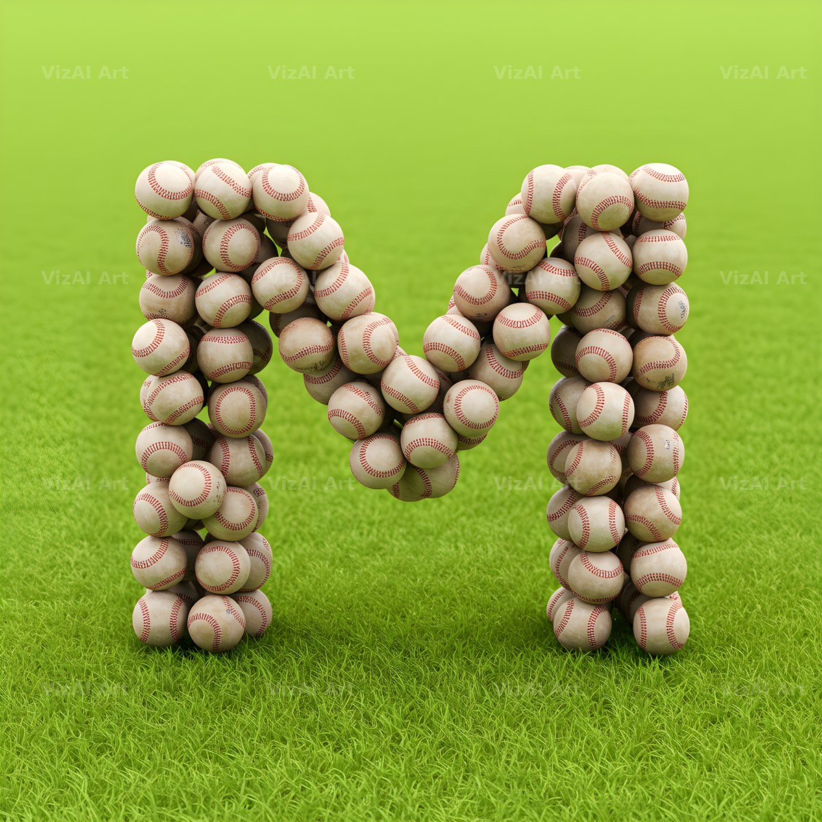 Baseball Pitch Stitch alphabet letter M