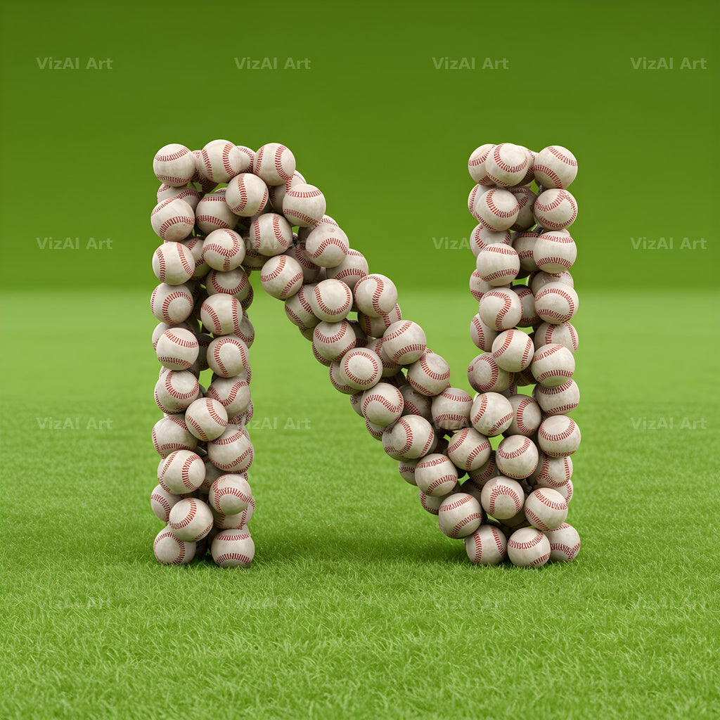 Baseball Pitch Stitch alphabet letter N