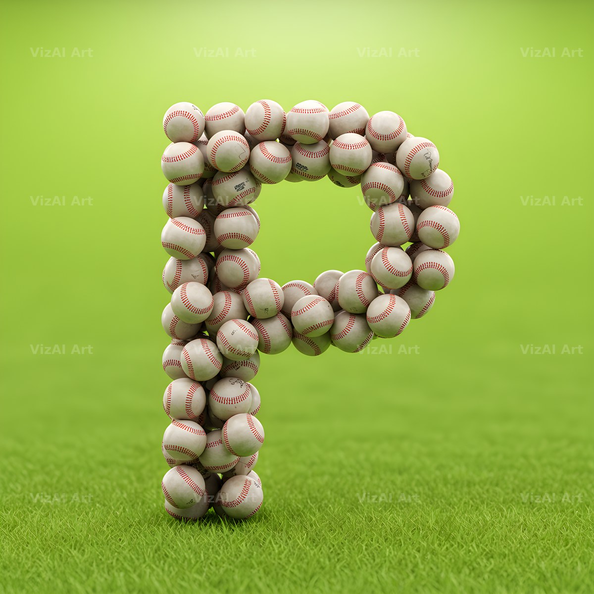 Baseball Pitch Stitch alphabet letter P