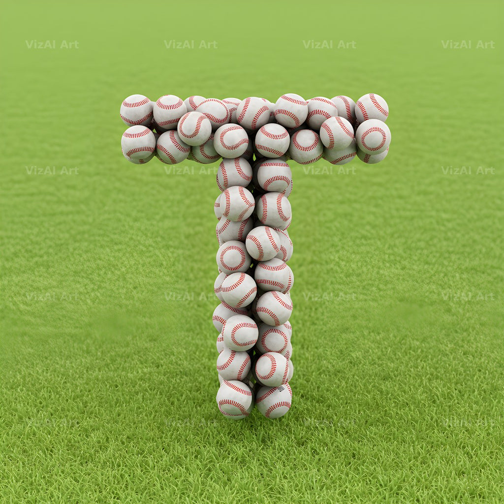 Baseball Pitch Stitch alphabet letter T