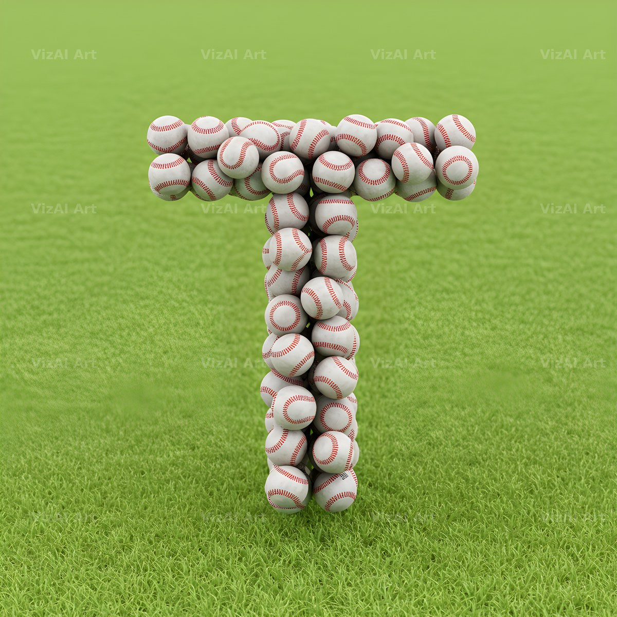 Baseball Pitch Stitch alphabet letter T