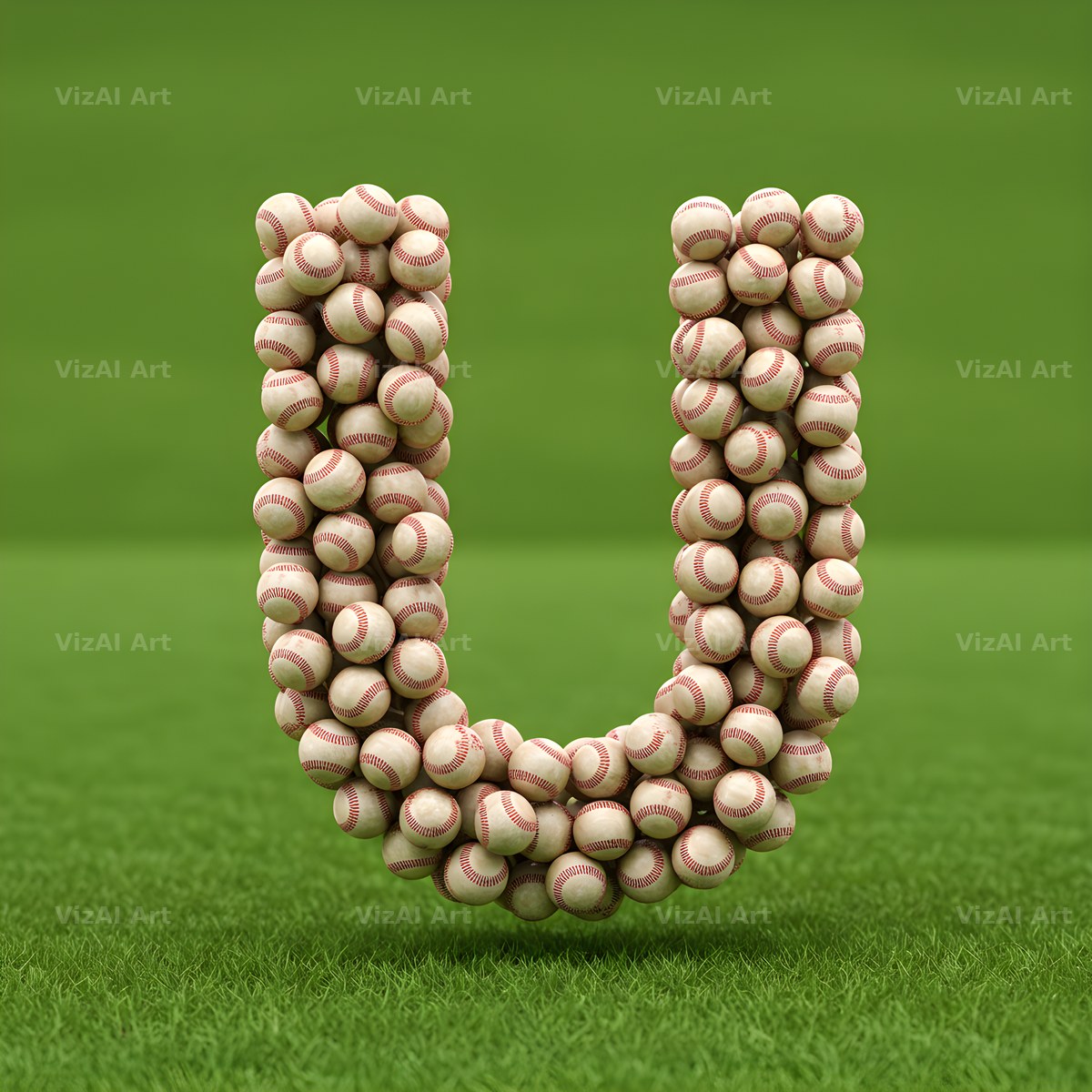 Baseball Pitch Stitch alphabet letter U
