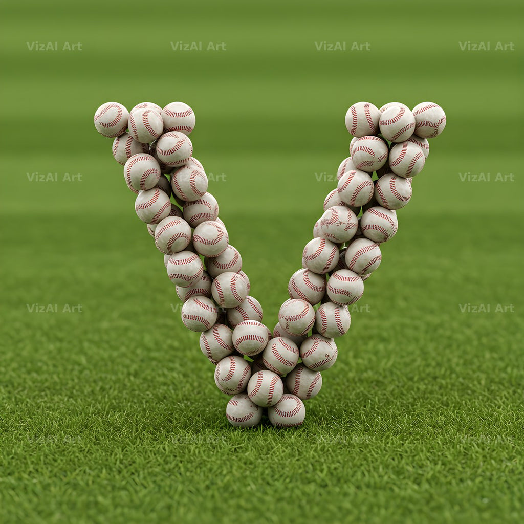Baseball Pitch Stitch alphabet letter V
