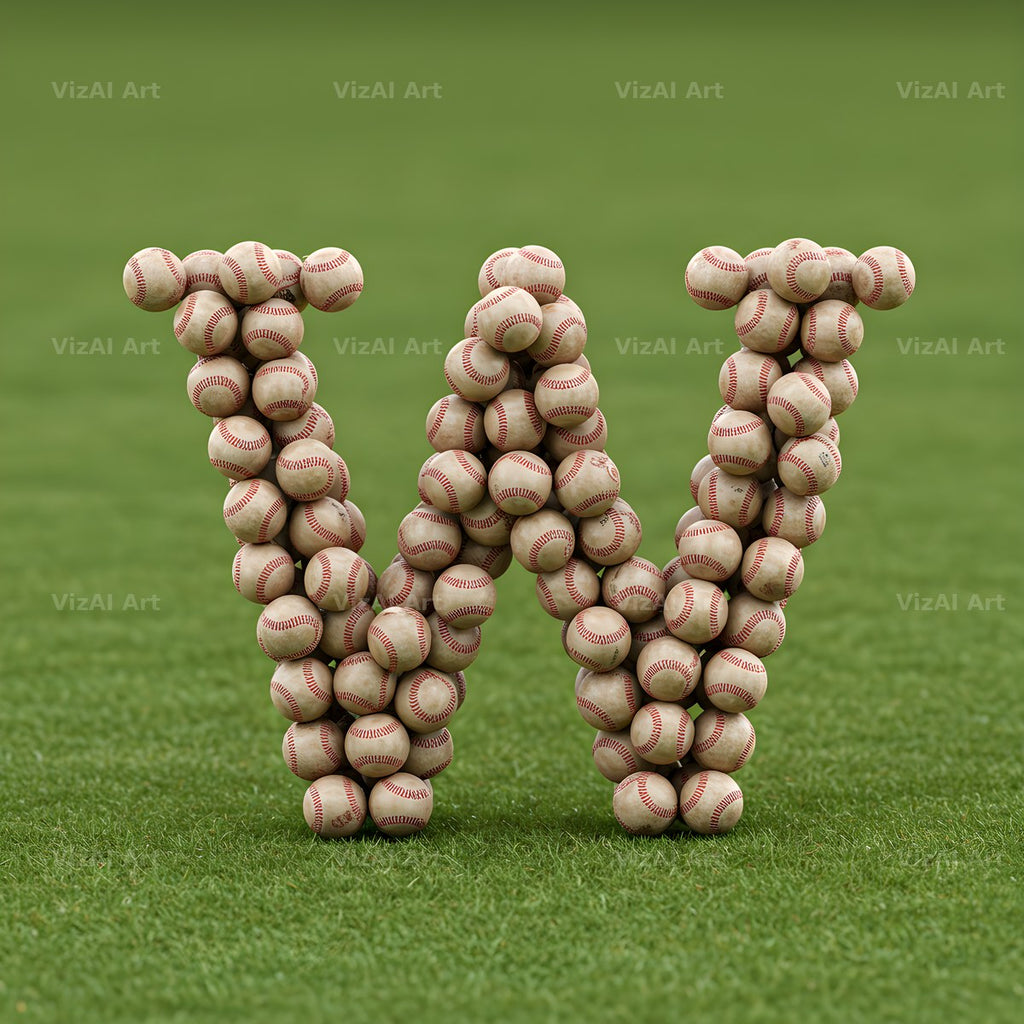 Baseball Pitch Stitch alphabet letter W