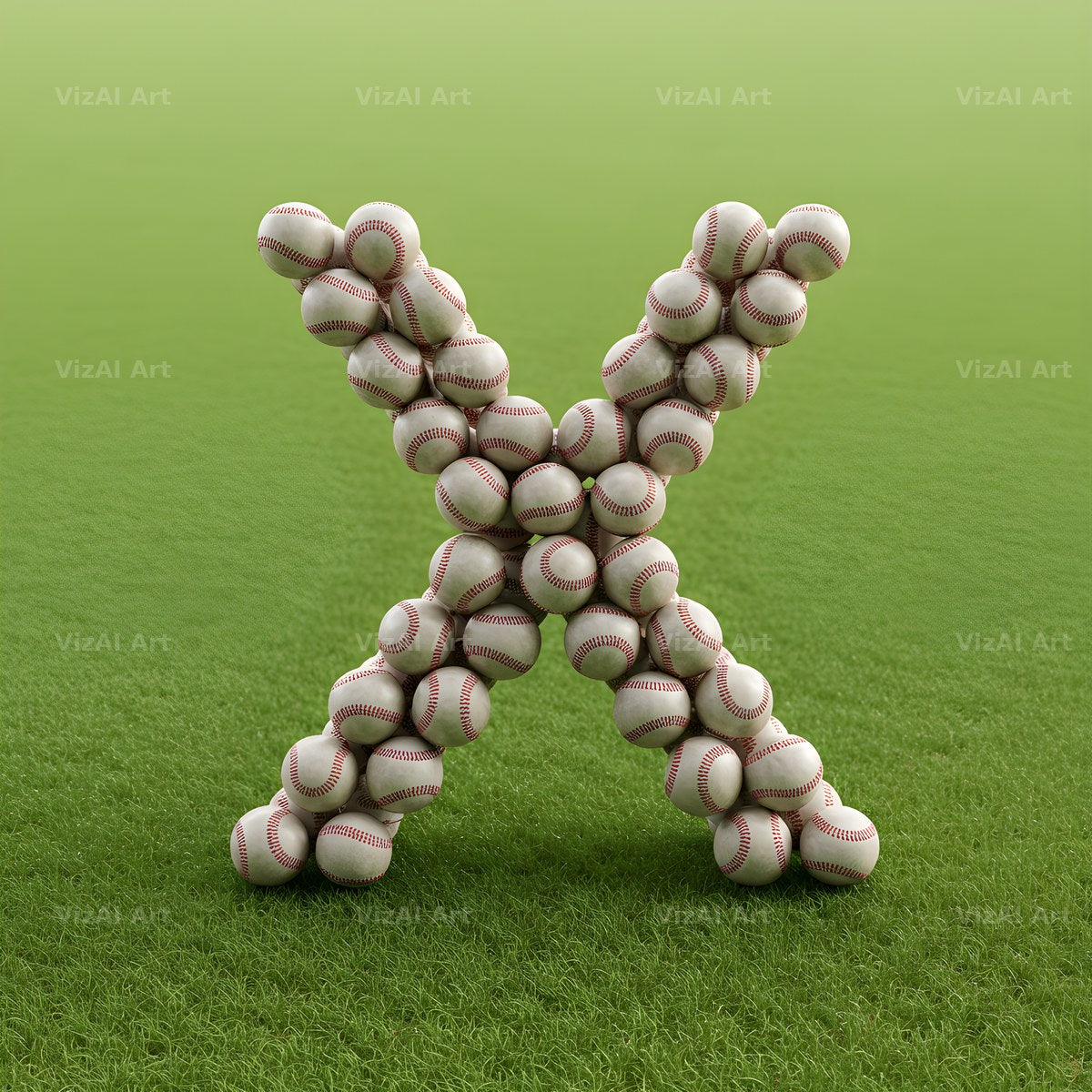 Baseball Pitch Stitch alphabet letter X